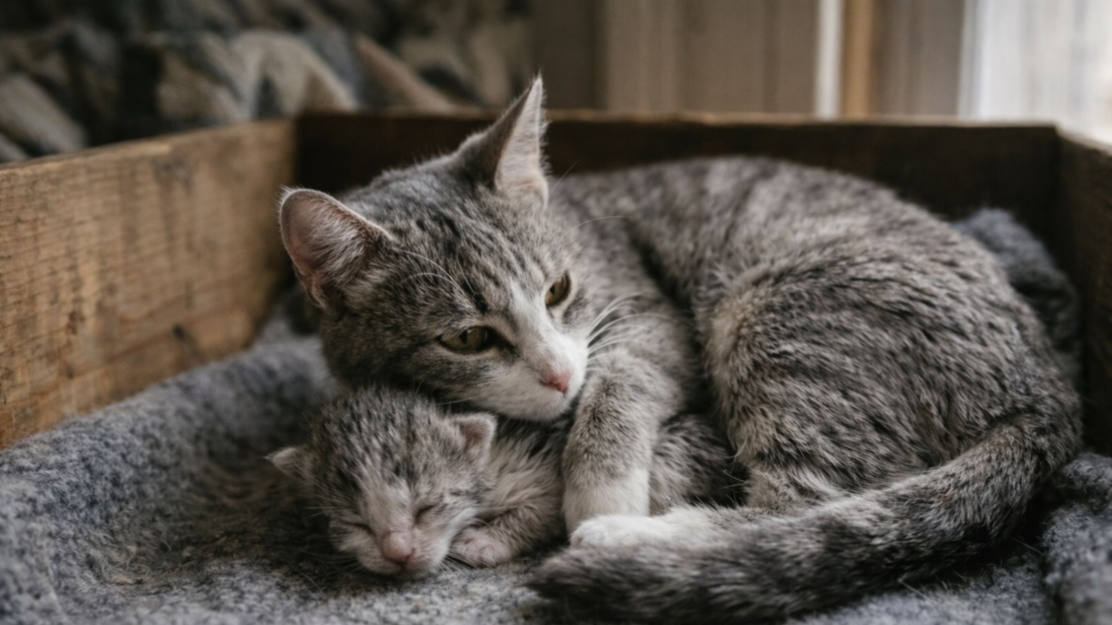 gatito bebé con su mama